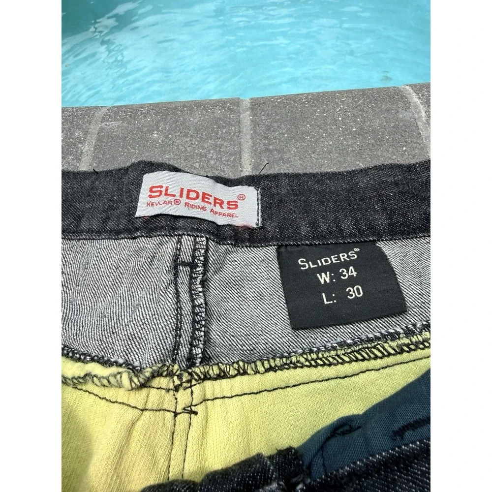 Sliders Made With Kevlar Motorcycle Riding Protective Black Jeans Men's 34x30 - Picture 4 of 9